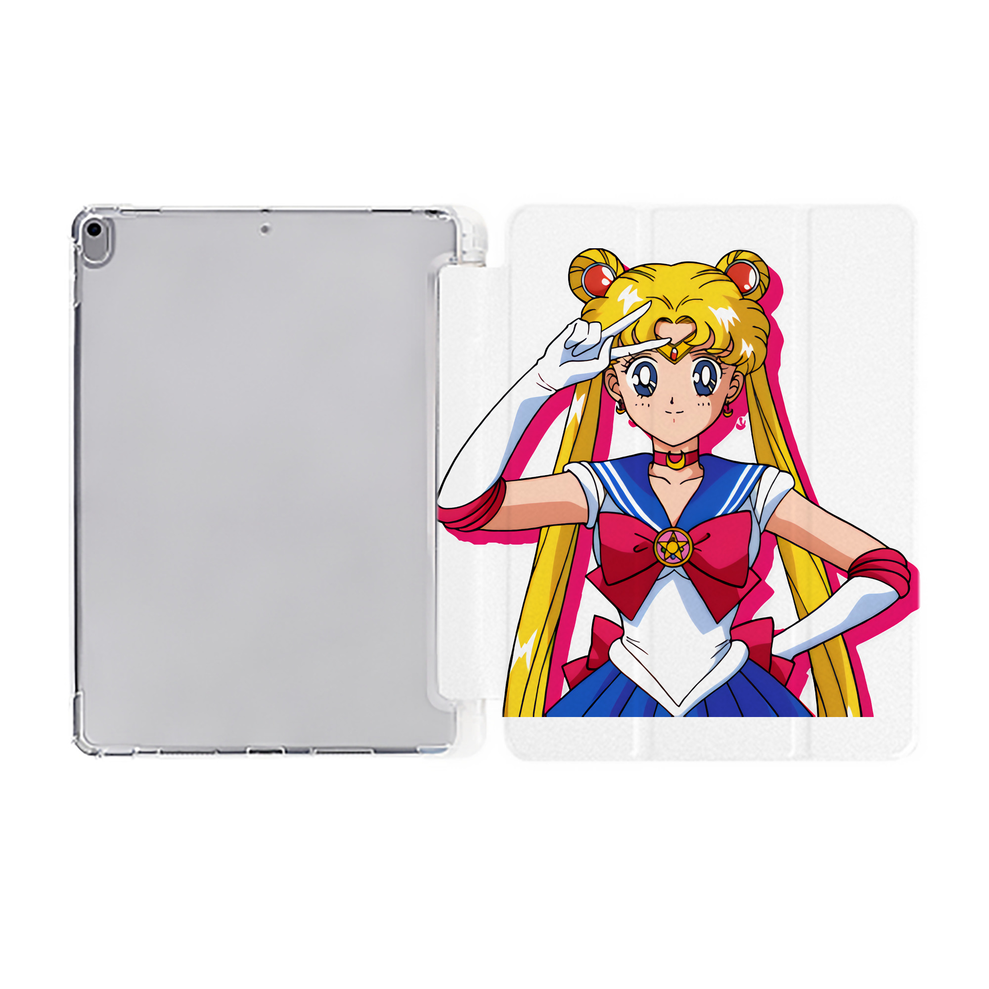 （画像用） 美少女戦士セーラームーン 月野 うさぎ つきの うさぎ Sailor Moon Tsukino Usagi IPad ケース ペン収納付き 三つ折りスタンド PUレザー×シリコン 対応機種9.5/10.5/10.9インチ